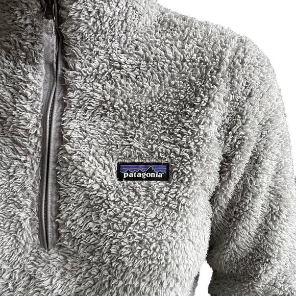 Patagonia Womens Light Gray Deep Pile Quarter Zip Fleece  Sweatshirt Sz M - Picture 6 of 8